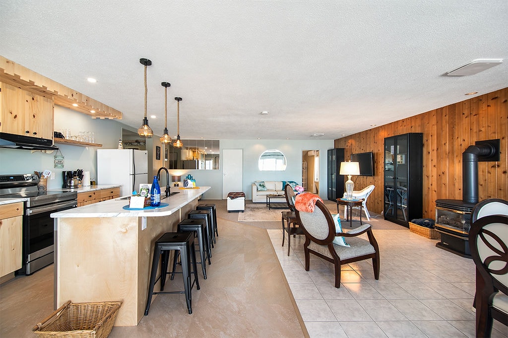 The Whale House open-concept kitchen and living room
